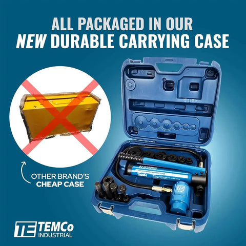Beefed Up 9 Ton Hydraulic Knockout Punch Kit With 6 Die Sets case compared to other cheap cases, focus on durability.