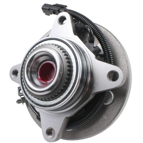 Close-up of a Front Wheel Hub Bearing Assembly 515142 For 2011-2014 Ford Expedition 4WD 6-Lug With ABS Fits Lincoln Navigator And Ford F-150 2011-2012 4x4 Replacement Hub Assembly