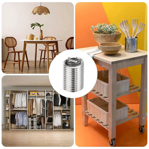 5/16-18 UNC 3D Helicoil Wire Thread Inserts Set in 304 Stainless Steel displayed with furniture and home decor settings.
