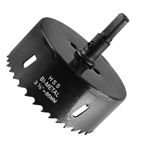 86mm Hole Saw With Hex Shank Drill Bit Adapter Bi Metal HSS Cutter Delivers Smooth Cuts Through Wood Plastic Drywall And Thin Metal 32mm Cutting Depth Includes Two Drill Bits And L Wrench For Easy DIY Projects