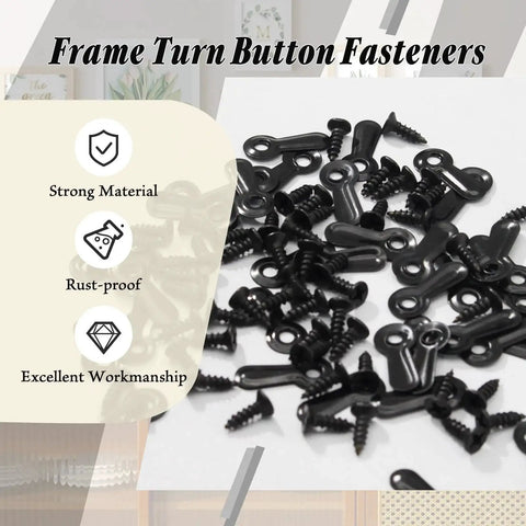 100 Pack Metal Picture Frame Turn Buttons And Screws For Hanging Pictures Black Backing Clips Frame Hardware Kit