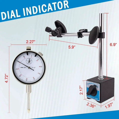Dial Indicator With Magnetic Base And Point Precision Inspection Set A Real Workhorse For Any Shop Long Arm 0 To 1 Inch