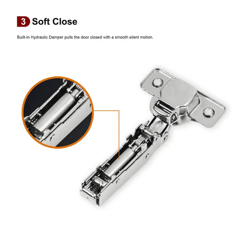 2 Pack Full Overlay Cabinet Hinges Clip On Soft Close Concealed European Hinges For Your Kitchen Cabinets With 105 Degree Opening