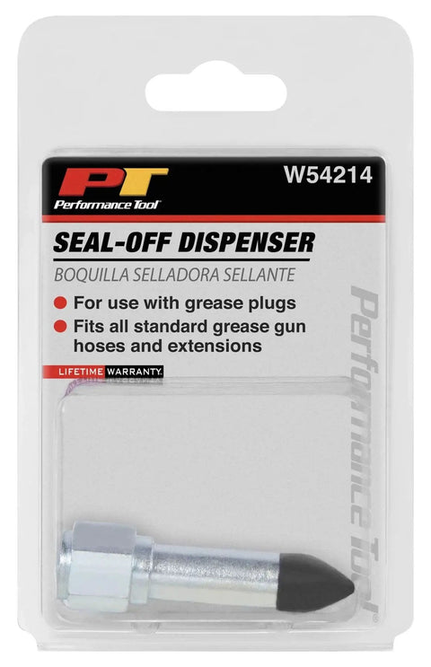 Easy Fit One Eighth Inch Grease Gun Seal Off Adapter With Rubber Tip by Performance Tool in packaging