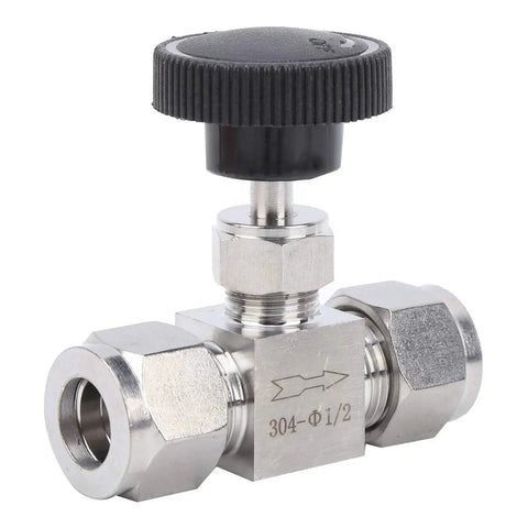 High Pressure Needle Valve for Water and Gas Control, 304 Stainless Steel, Precise Adjustment Dial, 1/2 Inch Threaded Valve for Plumbing