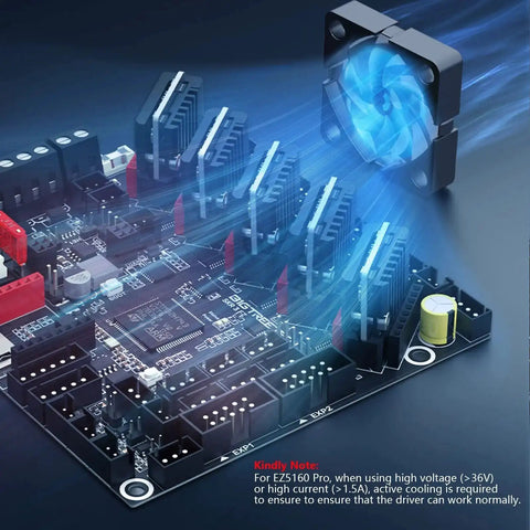 Skr 3 Ez 32Bit Silent Control Board with cooling fan showing EZ2209 EZ5160 driver compatibility for 3D printer upgrade