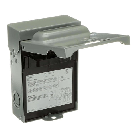 Weatherproof fused AC disconnect switch 30A 240V single-unit 1-phase NEMA 3R, galvanized steel, pull-out design, outdoor use