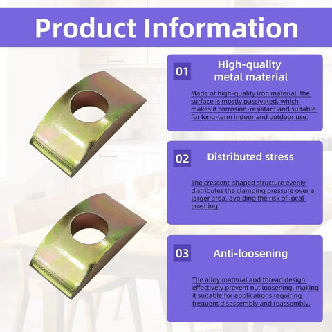 Product information for 40 Piece M8 Half Moon Nut Washers Set With Solid Iron Lock Washers Spacers For Furniture Hardware