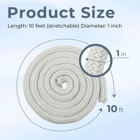 Wood stove door gasket rope, fiberglass high-temp seal, 1 in diameter, 10 ft length, Amazon Brand rope coil