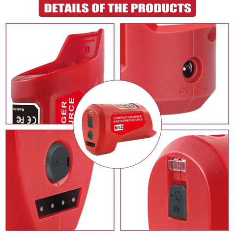 Details of M12 USB Power Source Charger Adapter For 12V Battery Type C Input 2.1A USB Port And 12V DC Outlet features