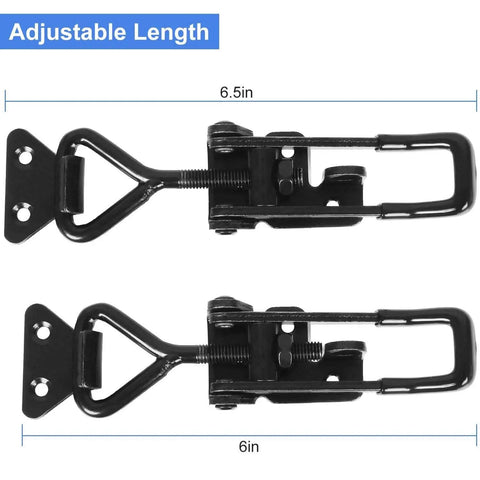 Set Of 4 Beefy Heavy Duty Toggle Latch Clamps With 660 Lb Capacity, Adjustable Black Metal Pull Latches side view