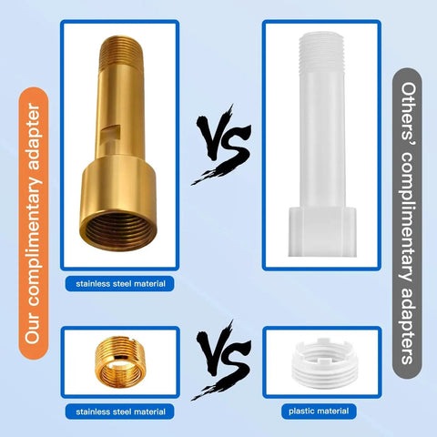 Comparison of brass and plastic spout adapters for Brass Tub Spout Adapter Kit For One Half Inch Copper And One Half Inch IPS And Three Quarter Inch IPS Pipes, Universal Fitting For Diverter And Non Diverter Spouts, Includes Diverter Repair Kit With Assembly Tool, Durable Slip On Installation
