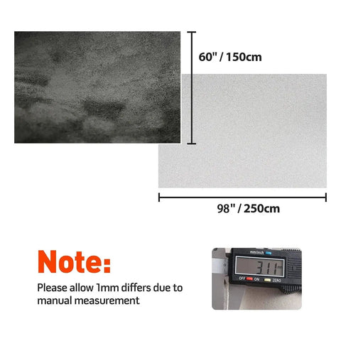 Black Car Suede Headliner Fabric With Foam Backing 96x60 Inches For Car Roof shown in texture and measurement