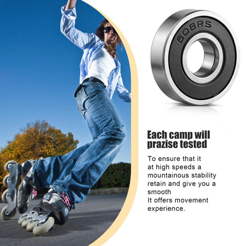 608RS ball bearing, bearing steel, double rubber seal, 8x22x7 mm