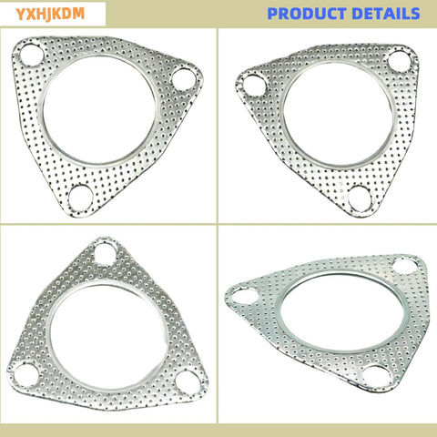 Pack of 4 2.5in exhaust gaskets with fire ring, 3-bolt 63.5mm flange, graphite