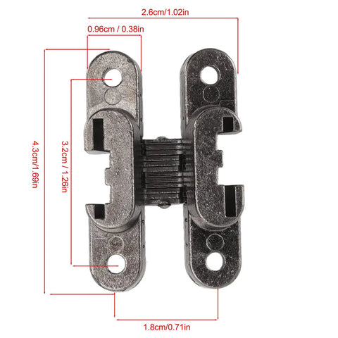 3 Pack Mini Invisible Door Hinges 43mm Cross Hinge With 180 Degree Opening For Cabinets And Jewelry Boxes Zinc Alloy Hidden Hinges Durable