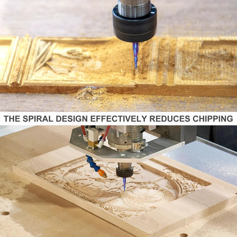 CNC machine using Tapered Ball Nose End Mill Pro For CNC Router 1/4 Inch Shank 1/16 Inch Tip 1/32 Inch Radius 5.4 Degree Solid Carbide Bit