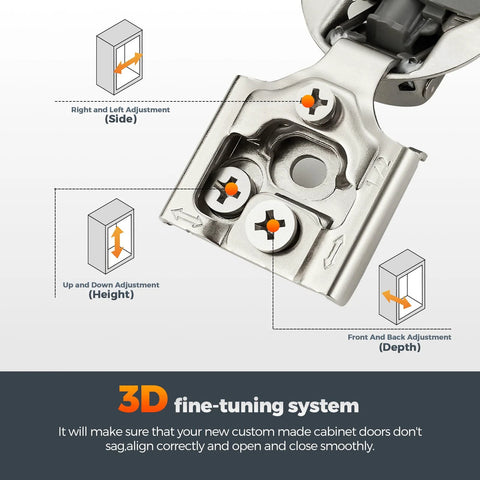 Home Expert satin-nickel stainless steel concealed cabinet hinge set, 10 pieces (5 pairs), 1/2 in overlay, soft-close.