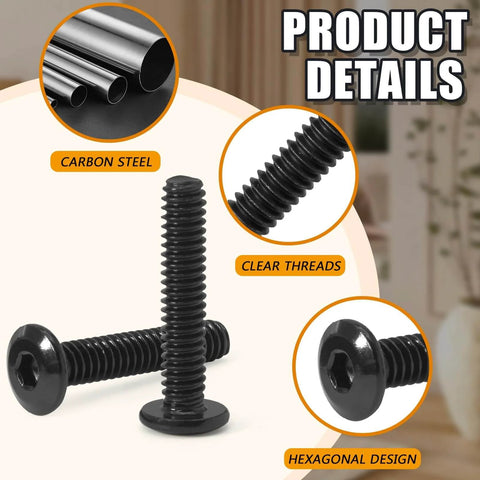 30 Pack Flat Head Allen Bolts For Furniture With One Quarter Twenty Thread And One Quarter Inch Length Black Carbon Steel Socket Cap Screws