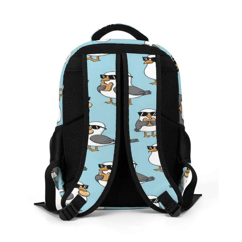 Back view of Cool Seagulls Design Travel Laptop Backpack With Large Capacity Waterproof Durable Daypack for women and men.