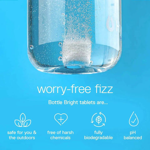 Cleaning Tablets For Stainless Steel Water Bottles And Tumblers Pack Of 12 dissolving in water, eco-friendly, safe for bottles