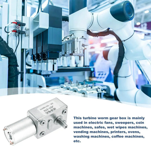 Two Pack DC 12V 18 RPM Reversible Worm Gear Motors With 6mm D Shape Shaft for industrial appliances usage in factory scene