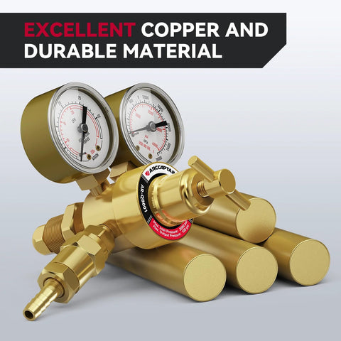 ARCCAPTAIN brass argon/CO2 regulator with dual gauges for MIG/TIG welding, CGA580 inlet