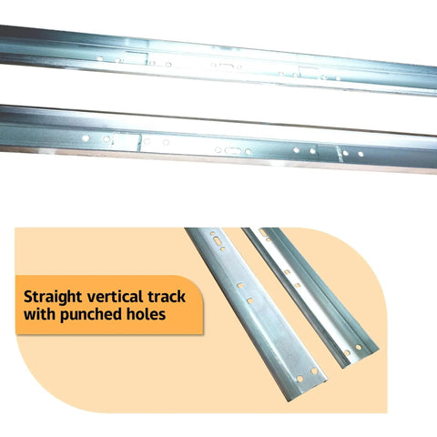 Garage Door Vertical Track Replacement Kit In Galvanized Steel Left And Right Rails For 2 Inch Light Commercial Side Tracks Universal 7 Foot Tall Doors Easy Installation Note Does Not Include Rollers Bolts Brackets Or Curved Tracks