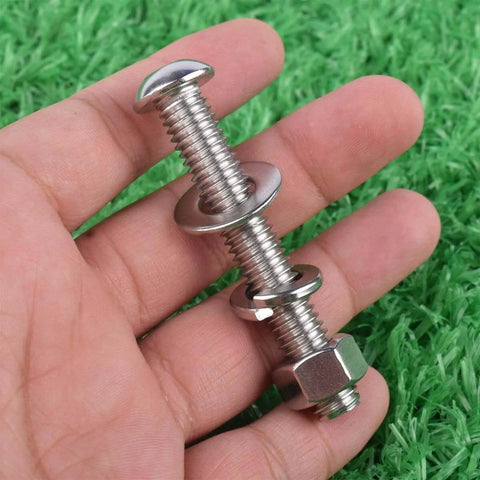10 Set 1/4-20 By 2 Inch Button Head Socket Cap Screws With Nuts Flat Washers And Lock Washers, 304 Stainless Steel 18-8, in hand