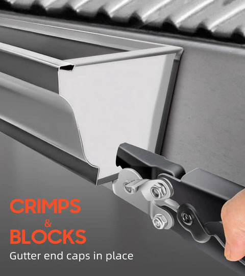 Snap Lock Punch And Gutter Crimping Tool For Sheet Metal And Gutters, Heavy Duty Workhorse End Cap Crimper In Use