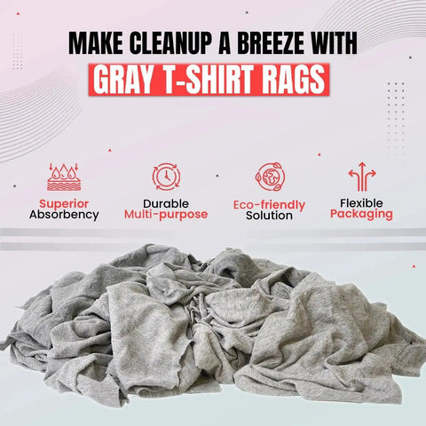 Bulk Recycled Gray T Shirt Rags 50 Lb Bag Cotton Cleaning Cloths For Garage Paint Dust Oil Wood And Multi Surface Wiping Great Absorbency