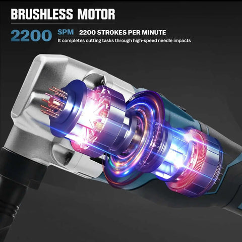 Cordless Nibbler With 3 Speed Settings For 16 Gauge Sheet Metal Cutting Brushless Motor Delivers Up To 2400 RPM No Cord Freedom