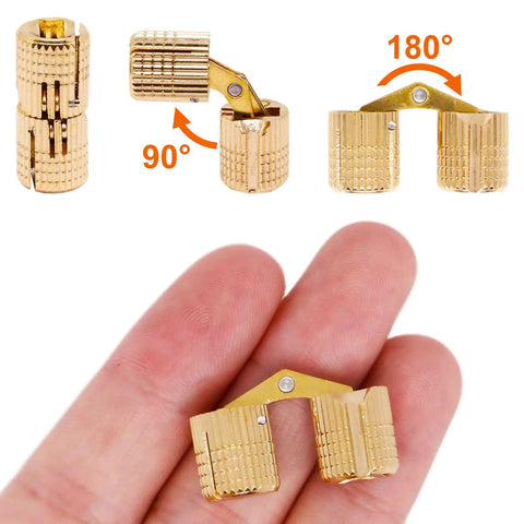 Hidden Brass Barrel Hinges For Wood Boxes 4 Pack 10mm With 16 Screws 180 Degree Opening Ideal For DIY Jewelry Box Making And Small Chest Projects Durable Concealed Hinges For Crafty Box Builds