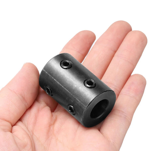 uxcell shaft coupling, 2pcs, 1/2 in bore, 1 in OD, 1-1/2 in length, black oxide steel rigid coupling with 4 set screws