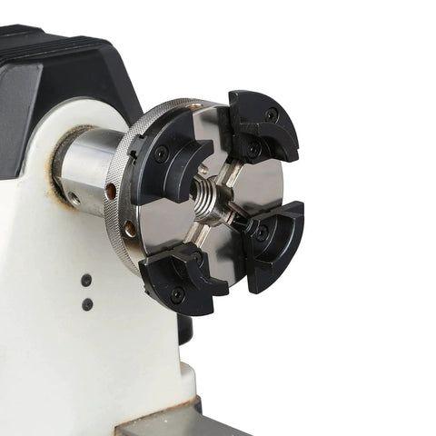 4 Inch 4 Jaw Self Centering Wood Lathe Chuck With 2 Inch Round Jaws, 1x8TPI To Three Fourth X 16TPI Adapter installed on lathe