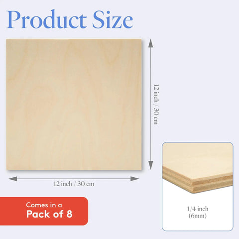 Baltic Birch Plywood 6 Mm Thick One Quarter By Twelve By Twelve Inch Box Of Eight BB Grade Craft Wood For Laser CNC Cutting