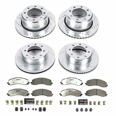 PowerStop front and rear drilled and slotted brake rotors with carbon ceramic pads and hardware for Ram 2500 2019-2024 (K8640-36)