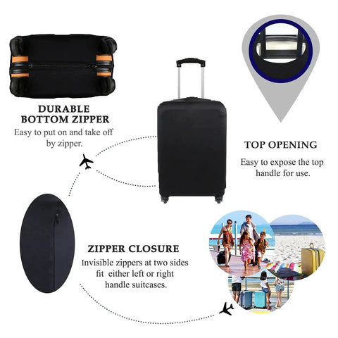 Travel Luggage Cover for 18 to 22 Inch Suitcases Black Size S Durable 250G Spandex Polyester Protector With Bold Sublimation Print