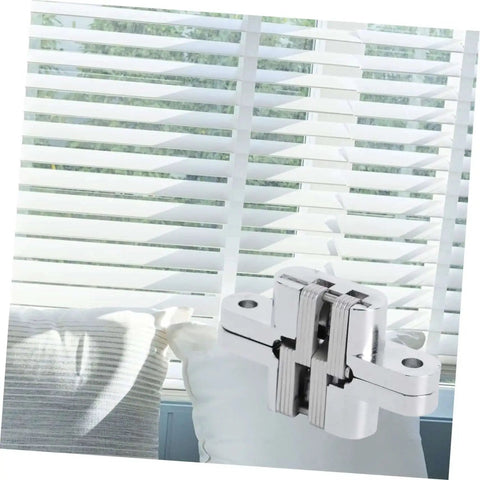 Concealed Folding Door Hinge Built Tough Heavy Duty Cabinet Hardware For Home Use Easy To Install next to white blinds and cushions