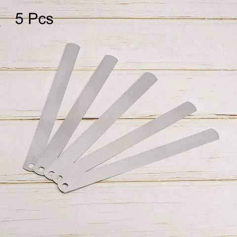 Feeler Gauge Set 5 Pcs Mn Steel 0.2mm Thick, 150mm Length Metric Filler Gap Measuring Tool with Laser Etched Leaves
