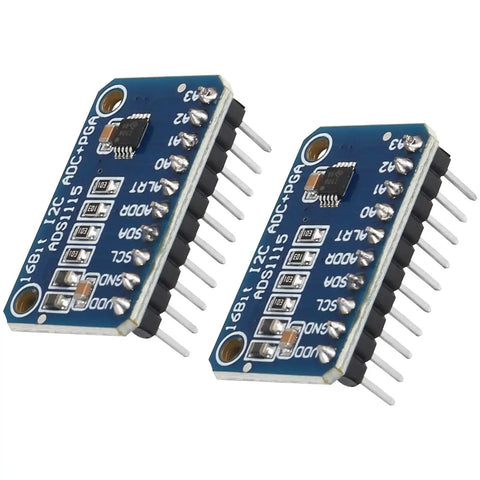 Four Pack Pre-Soldered I2C 16-Bit ADC Module With Four Channels And Programmable Gain Amplifier, shown in pair