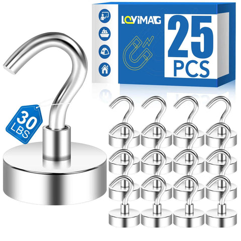 25-pack utility cart hooks, stainless steel, 30 lb load capacity, with box showing 25 pcs for moving boxes, appliances, heavy cargo