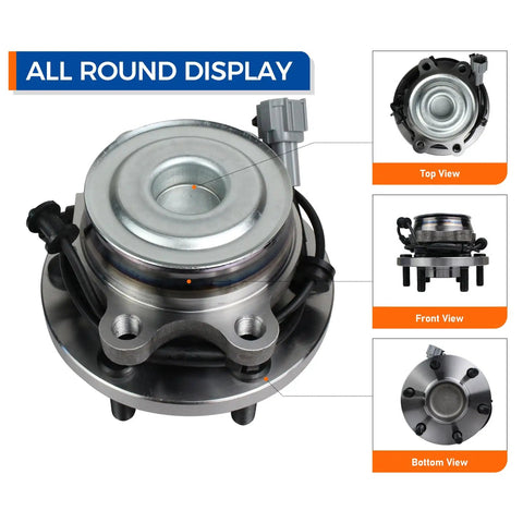 Set Of 2 Front Wheel Hub Bearing Assemblies For 2005 2023 Nissan Frontier 2005 2012 Pathfinder 2005 2015 Xterra 6 lug ABS close-up view