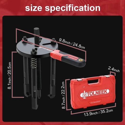 33-In-1 Bearing Puller Kit Upgraded Heavy-Duty Wheel Bearing Removal Tool with red non-slip handle and portable case