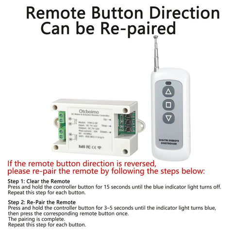 Remote and controller for DC7-32V WiFi Smart Linear Actuator Controller with Forward and Reverse Relay and Smart Life App