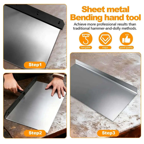 Heavy Duty Sheet Metal Hemming Tool For Roofing Panels And HVAC Ducts, step-by-step usage for metal bending.
