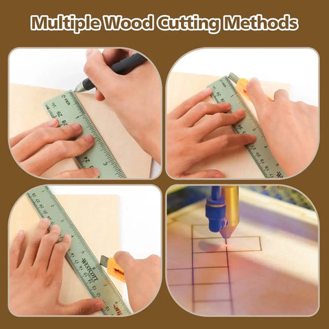 Basswood Sheets Set 24 Pieces 3mm Thick 12x12 Inch For Laser Cutting And Engraving DIY Crafts shown with cutting tools and methods