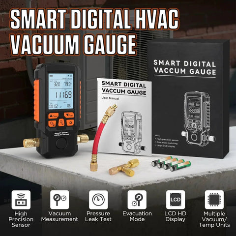 Digital Vacuum Gauge Pro For HVAC And Vacuum Pumps With 0.2 Percent Accuracy 0-2000 Mbar Range Four Units Torr Mbar InHg HPa