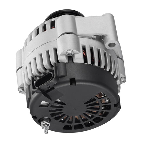 105 Amp 12 Volt Alternator Replacement For Chevy GMC Silverado Savana Sierra Express 2500 3500 Tahoe Yukon Cadillac Escalade EXT ESV With Internal Regulator And Internal Fan And Six Groove Pulley, side view