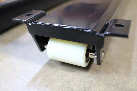 Close-up of Portable Livestock Weigh Beam System With 10,000 Lb Capacity And 2 Lb Resolution, heavy duty welded steel wheel detail